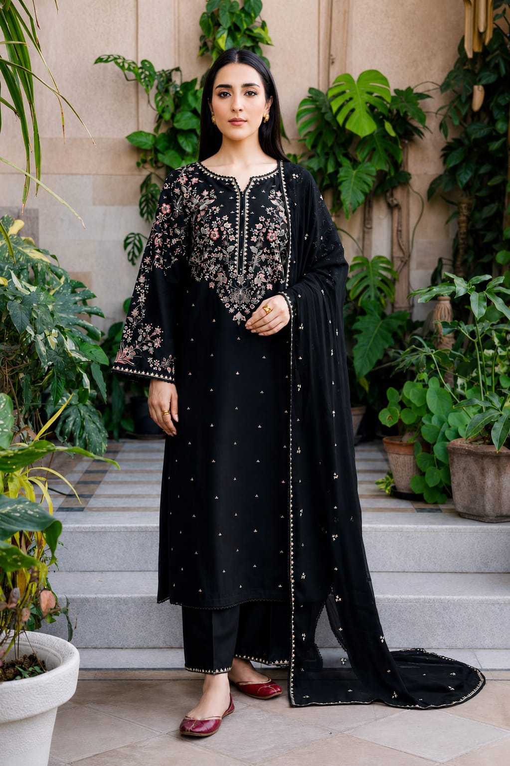 BATIK-3PC LAWN EMBROIDERED SHIRT WITH CHIFFON EMBROIDERED DUPATTA AND TROUSER-BIC-4865