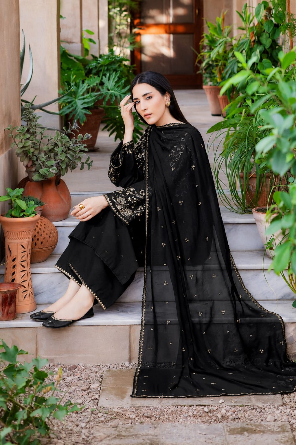 BATIK-3PC LAWN EMBROIDERED SHIRT WITH CHIFFON EMBROIDERED DUPATTA AND TROUSER-BIC-4865
