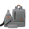 Gray Casual 3-Piece Travel Backpack Set | Unisex College & Office Bag