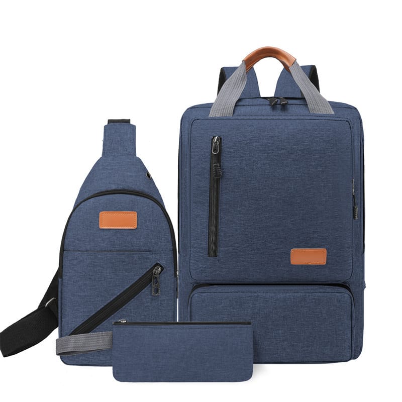 Gray Casual 3-Piece Travel Backpack Set | Unisex College & Office Bag